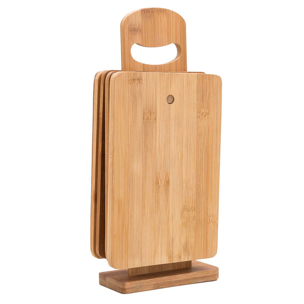 Набор досок разделочных 5 предметов (4 доски 230*150*8мм, подставка 32см) №11, бамбук