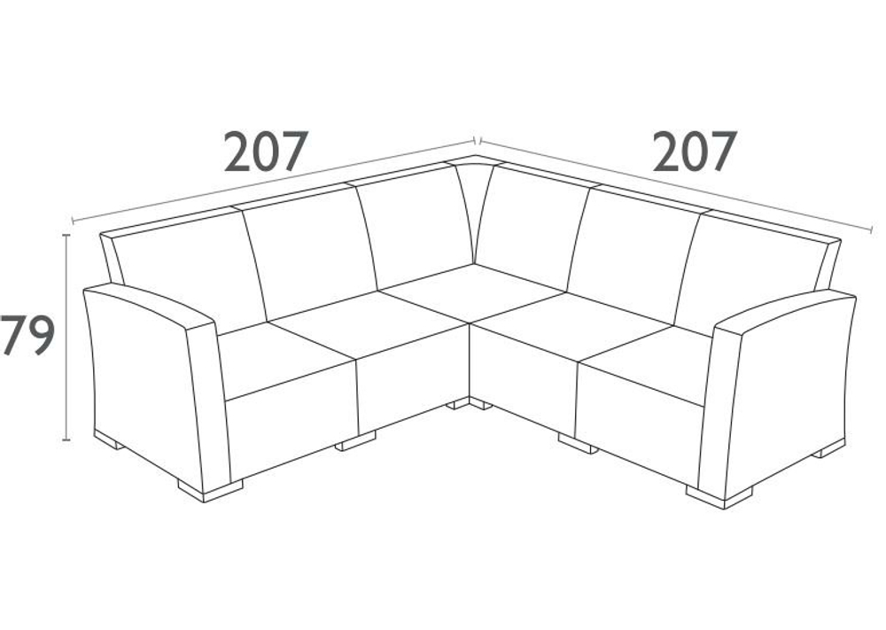 Диван пластиковый плетеный угловой с подушками Siesta Contract Monaco Lounge Corner, антрацит