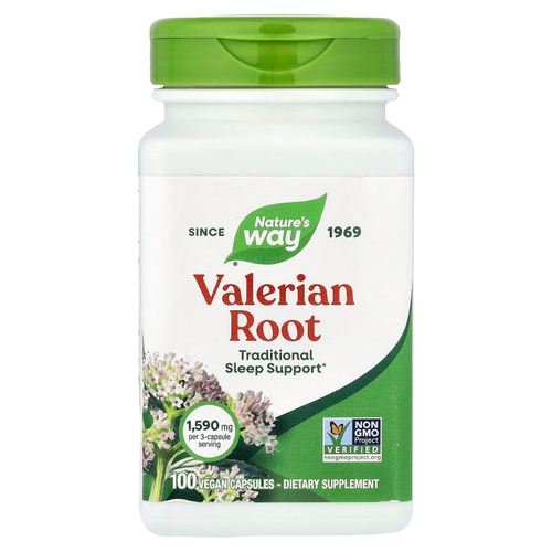 Nature's Way, корень валерианы, 100 веганских капсул (530 мг в 1 капсуле)