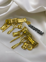 Брошь золотистая в форме "Портновского Метра" с подвесками