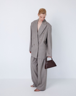 Брюки с защипами из шерсти Стелла Маккартни серо-бежевый