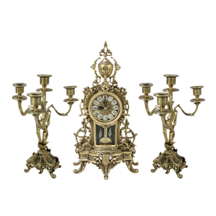 Bello De Bronze Каминные часы с маятником с канделябрами "Кафедрал Ново"
