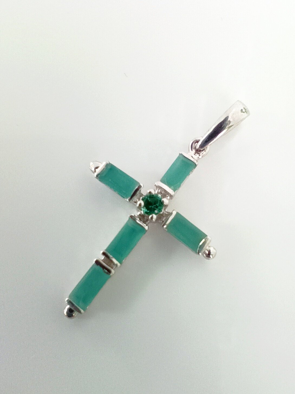 Крест "Эстерелла", с фианитами, родированное серебро 925 пробы/Ф