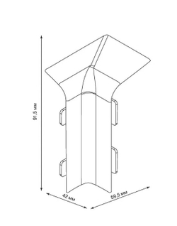 Угол внутренний правый для плинтуса ПВХ Smartprofile Aqua белый 20х37 мм