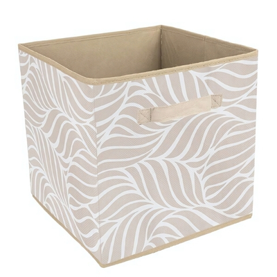 Короб-кубик для хранения "Листья", Д300 Ш300 В300, бежевый