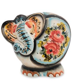 ГЛ- 447 Копилка «Слон» золото цв. (Гжельский фарфор)