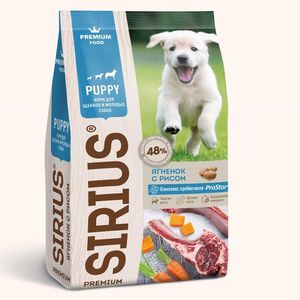 Сухой корм Sirius для щенков и молодых собак с ягненком и рисом