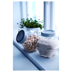 IKEA FÖRVAR  (ИКЕА ФÖРВАР)  -  Банка с крышкой, стекло/серебро, 1,8 л
