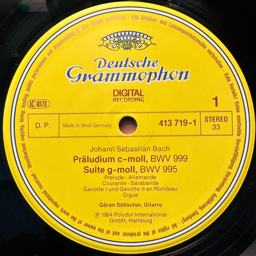 Бах- Произведения для лютни (Германия 1984г.)