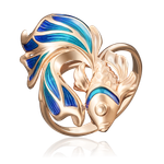 Кольцо «Рыбка» из красного золота с эмалью