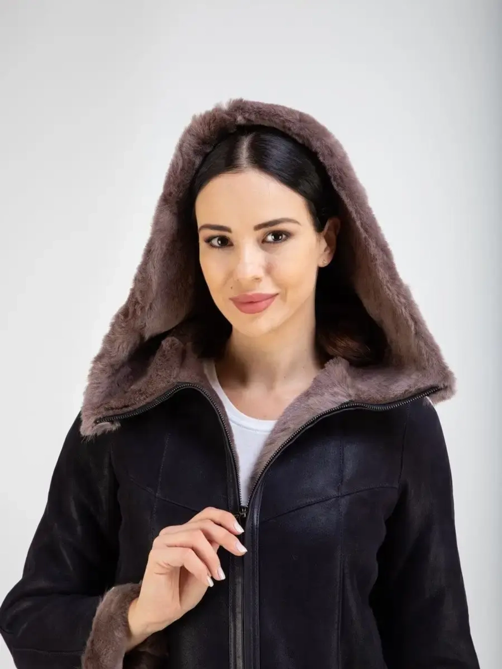 Дубленка натуральная короткая с капюшоном Турция