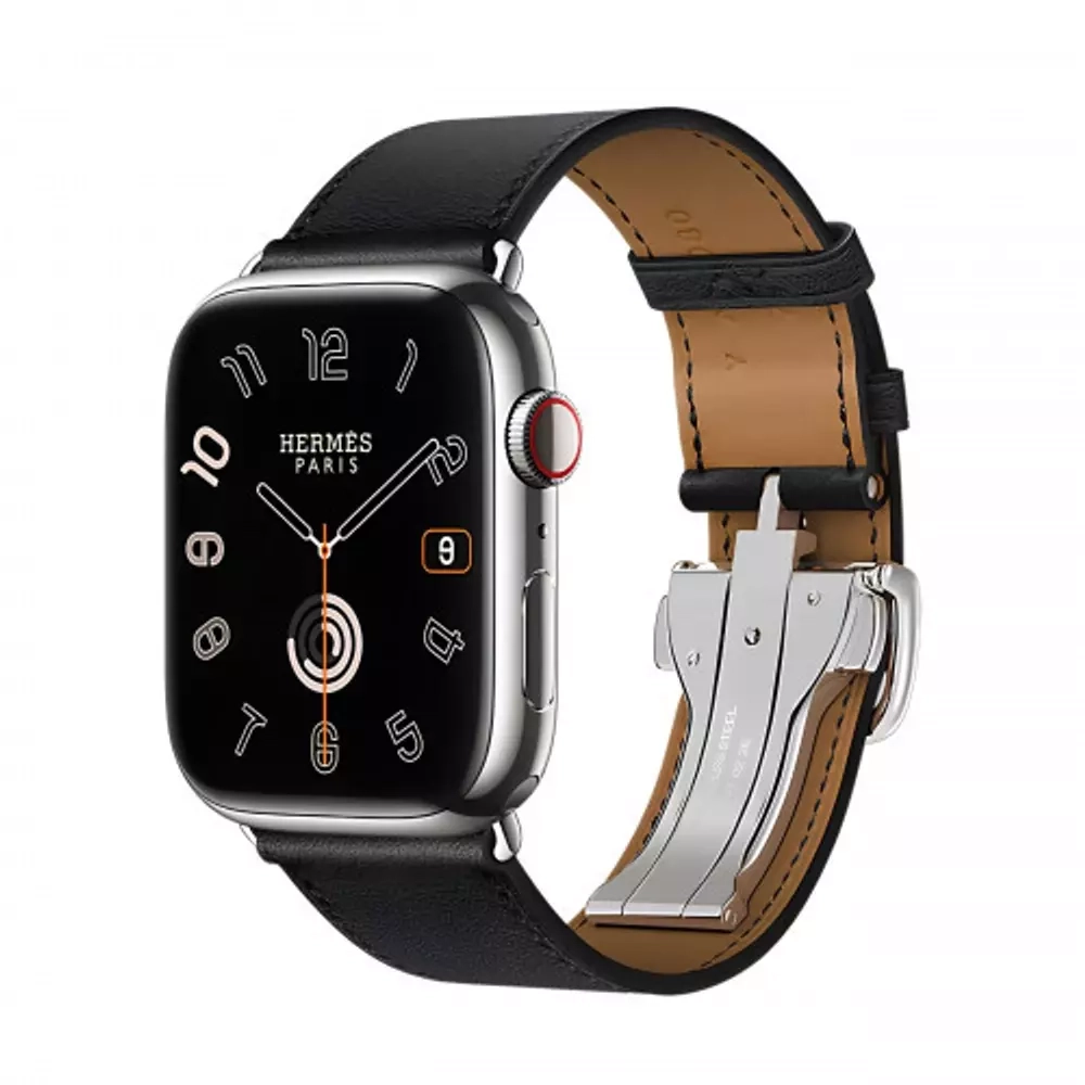 Apple Watch Series 9 Hermes 45mm, черный ремешок с раскладывающейся застежкой