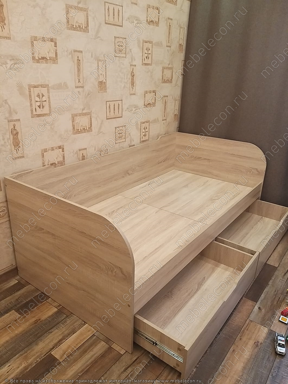 Кровать с ящиками дуб сонома