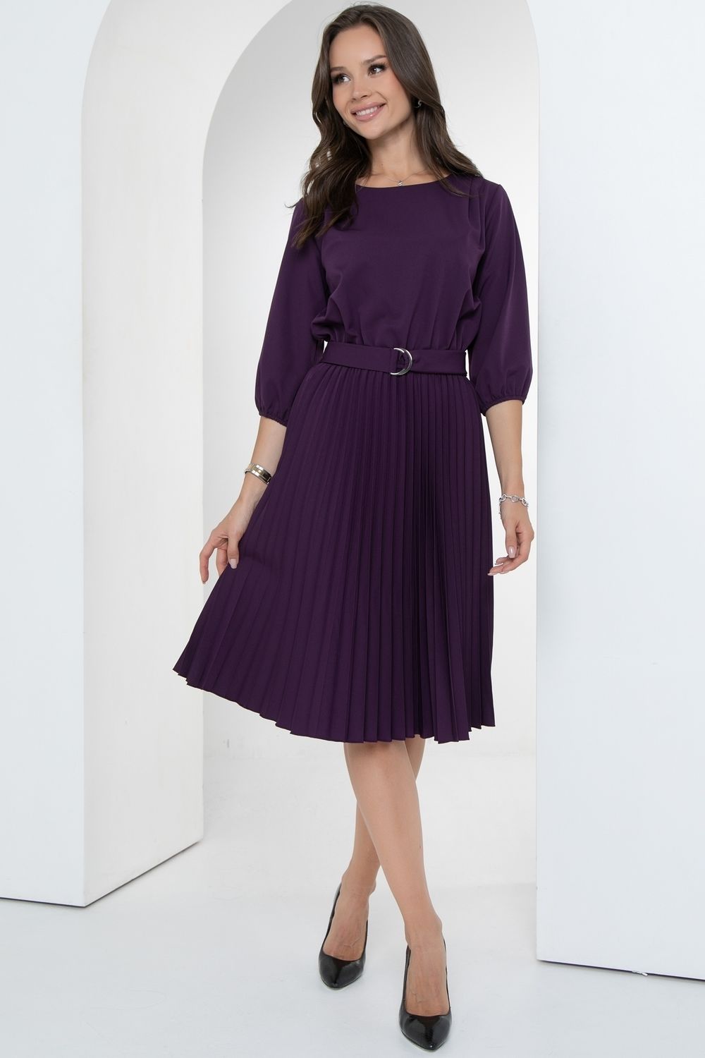 Платье Идеальный силуэт (гофре, баклажан) Diolche