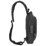 Рюкзак однолямочный HEIKKI FEATURE (ХЕЙКИ), кодовый замок, USB-порт, черный, 32x16x6 см, 273900