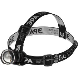 Фонарь налобный светодиодный ЭРА GA-806 аккумуляторный мощный 3 режима черный c регулируемая фокусировка луча