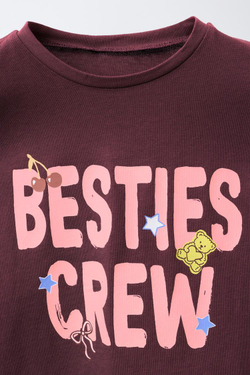 ZARA ФУТБОЛКА С ПРИНТОМ, БУРГУНДИ