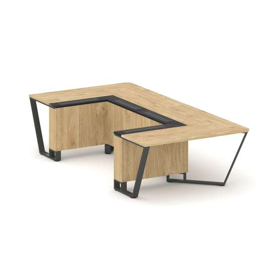 Steel Meet Стол переговорный П-образный KMK-PR.B.SP-07P Тиквуд Светлый/Графит Глянец/Металл Антрацит