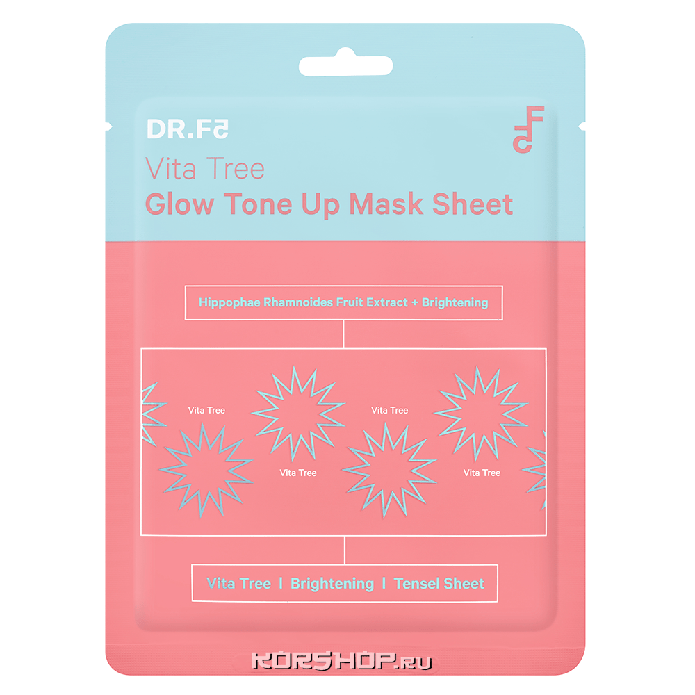 Маска витализирующая для выравнивания тона и сияния Dr.F5 Vita tree glow tone up mask sheet, 23 мл