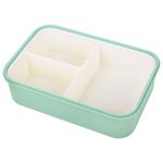 Ланч-бокс контейнер, 2 секции, 3+1 отделение, 1,4 л, ложка, вилка, 7х21х14 см, мятный, JOYLUX (ДЖОЙЛЮКС), 609347