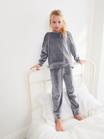 Лонгслив велюровый и брюки велюровые в комплекте для девочки Next 741-897, Серый