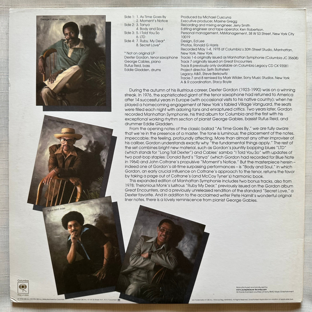 Dexter Gordon Quartet ‎– Manhattan Symphonie 2LP (США 2008г.)