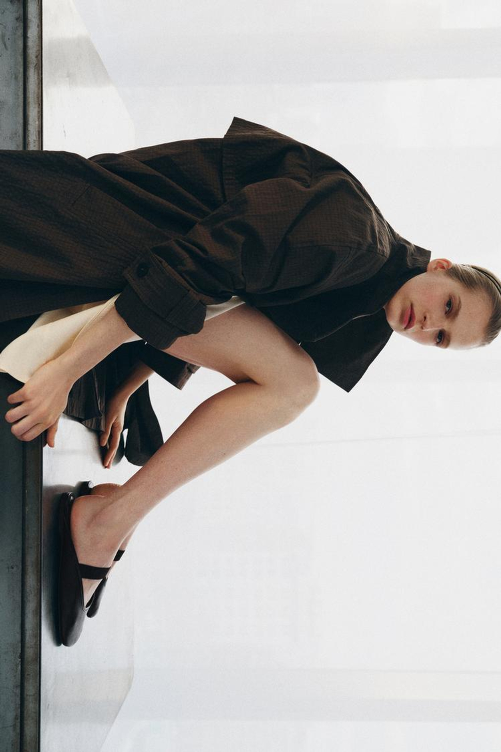 ZARA ТРЕНЧ ОВЕРСАЙЗ В КЛЕТКУ — ZW COLLECTION, ШОКОЛАДНЫЙ