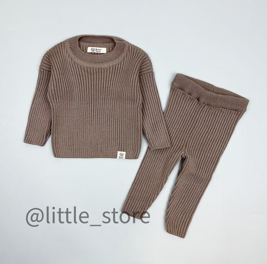 Комплект вязаный, Кофейный