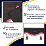 Ламбрекен с косынками двусторонние Shacman (экокожа, черный, бордовые кисточки)