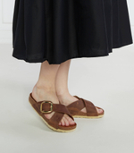 Шлепанцы кожаные siena big buckle leoi Birkenstock - коричневый(1020165)