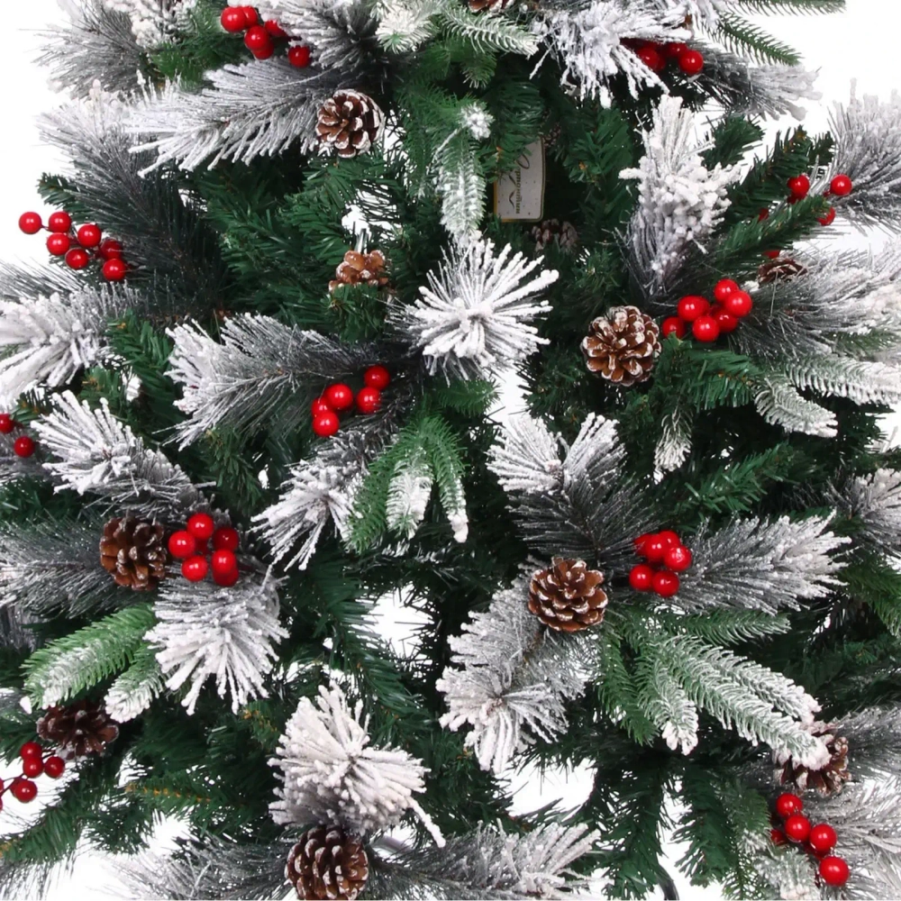 Елка «Грация» 120 см, ПВХ, леска, резина с белым напылением (шишки и ягоды), 337 веток