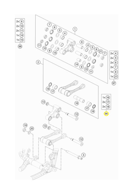 Ремкомплект подшипников и сальников прогрессии KTM, HQV, GASGAS