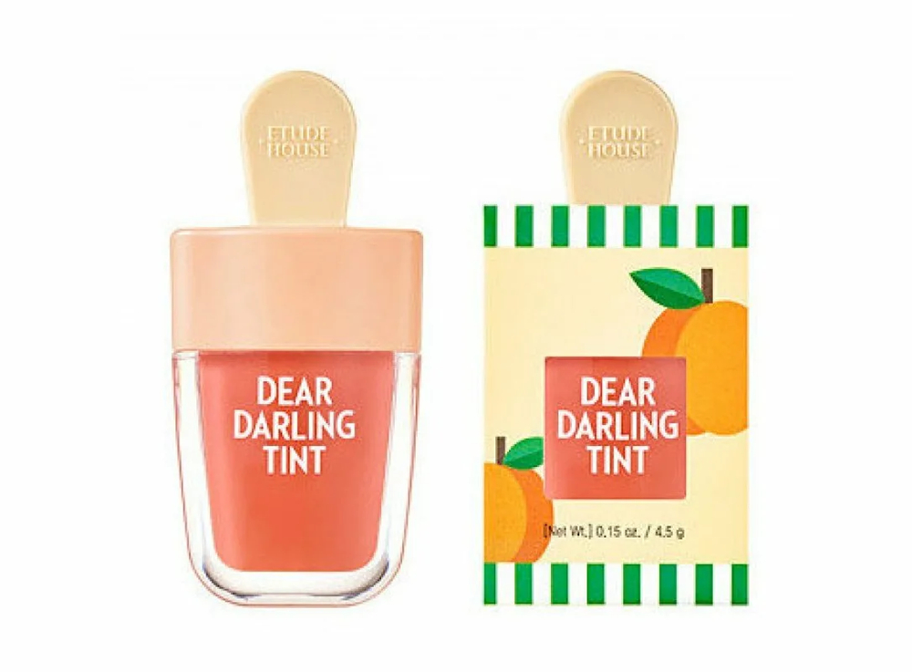 Тинт для губ Etude House OR205 Dear Darling Water Ice Cream Apricot Red гелевый Абрикосово-красный Gel Tint 4,5 мл