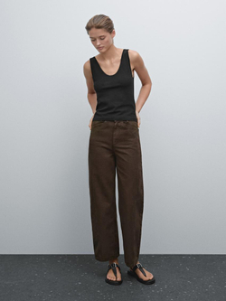 Massimo Dutti Топ из смесового хлопа, черный