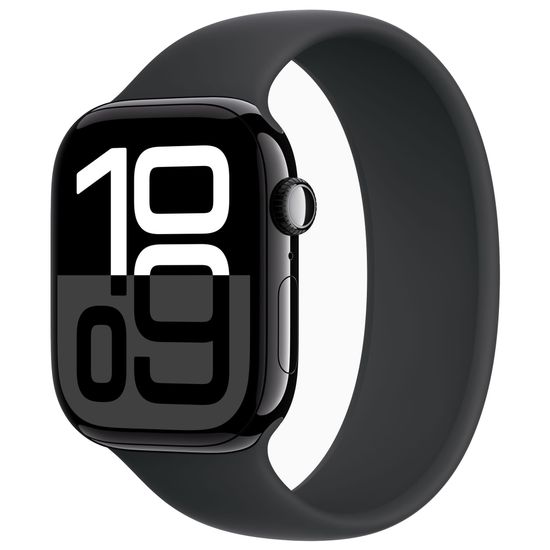 Apple Watch Series 10 GPS + Cellular 46mm Jet Black Aluminium Case with Black Sport Band