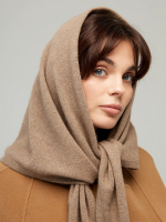 Оренбургский платок-косынка К820-29 т.бежевый