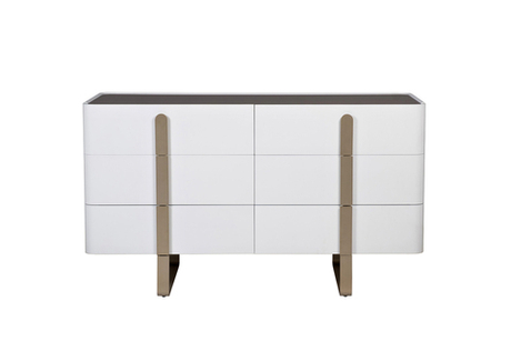 Комод Garda Decor светлый с металлическим каркасом и стеклянной столешницей 77IP-20861