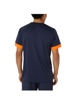 ASICS, MEN COURT SS TOP, MIDNIGHT/SHOKING ORANGE, , M
