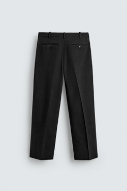 ZARA БРЮКИ ИЗ ФЛАНЕЛИ СО СКЛАДКАМИ, ЧЕРНЫЙ