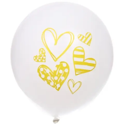 Воздушные шары 100 шт, 10»/25см «Здравствуй, Солнышко», Белый/золото
