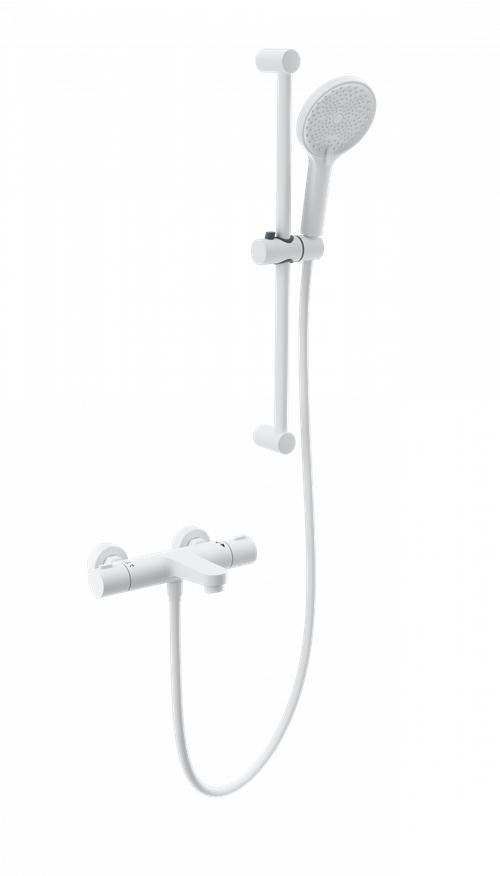 Смеситель для ванны с душевым гарнитуром и термостатом WONZON & WOGHAND, Белый матовый (WW-C2018-A-MW)