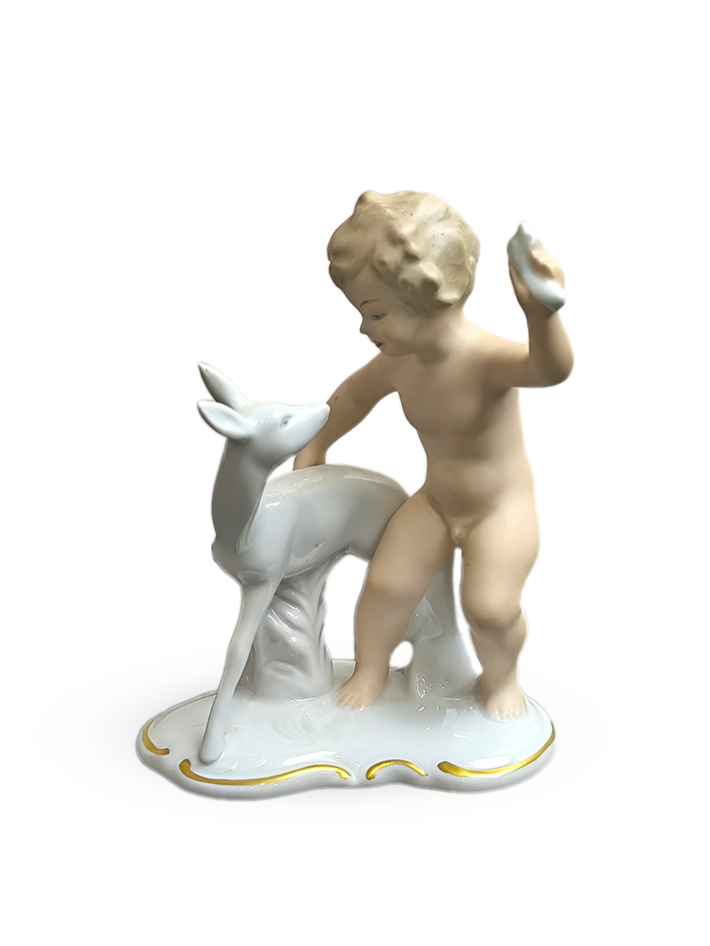 Фарфоровая статуэтка "Путти с олененком" Германия