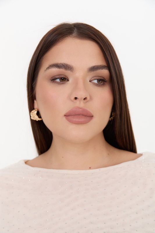 Лонгслив из сетки со стразами, молочный