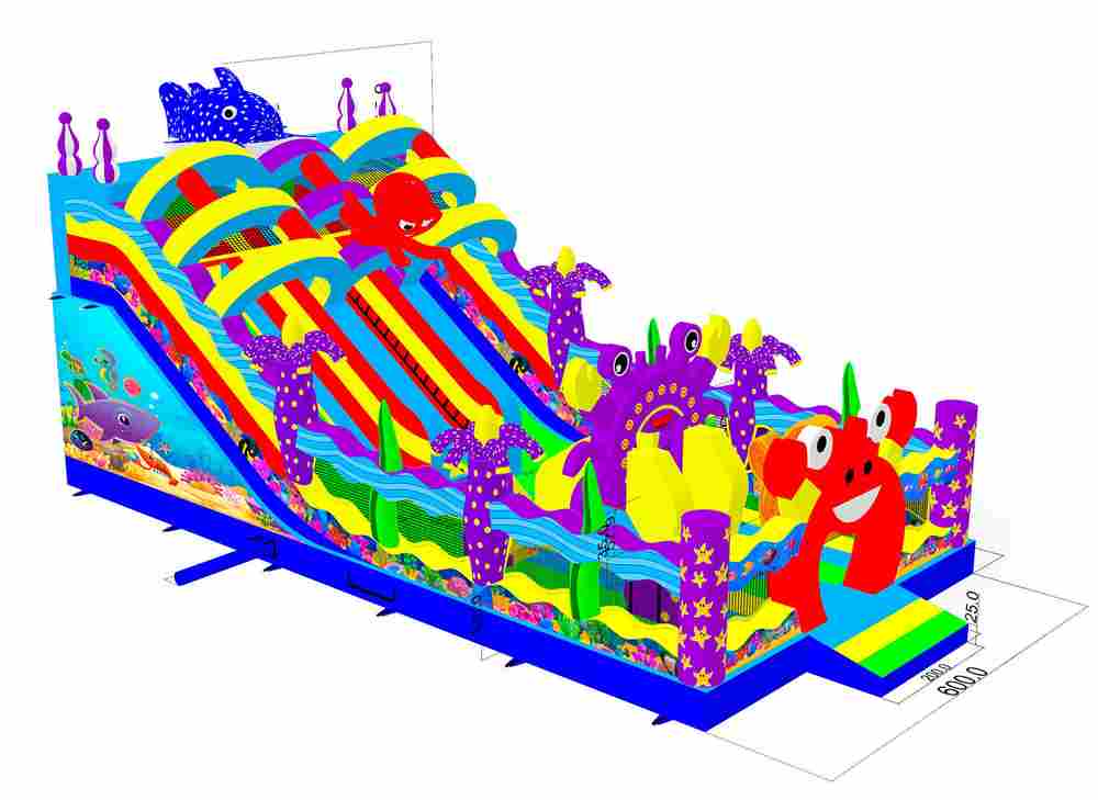 Коммерческий надувной батут «Мега риф», 12*6*6 м