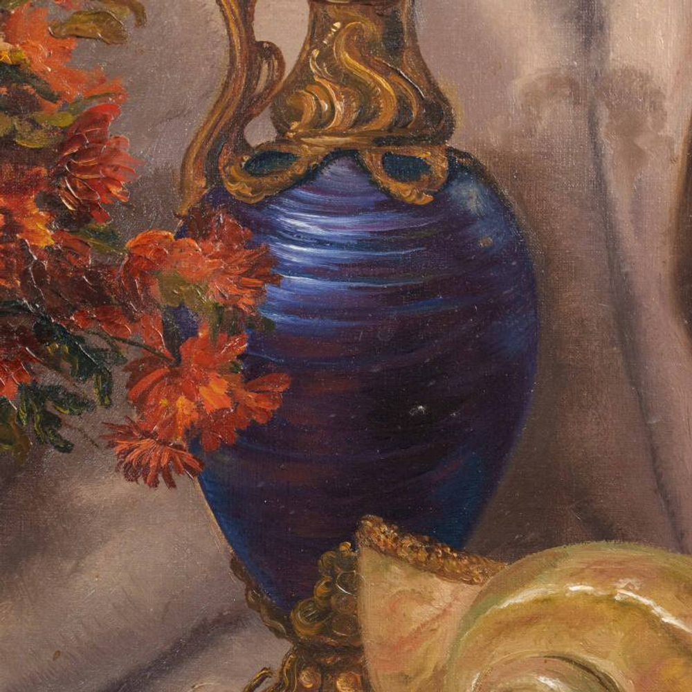 «Натюрморт с цветами, фруктами, антикварными вещами»