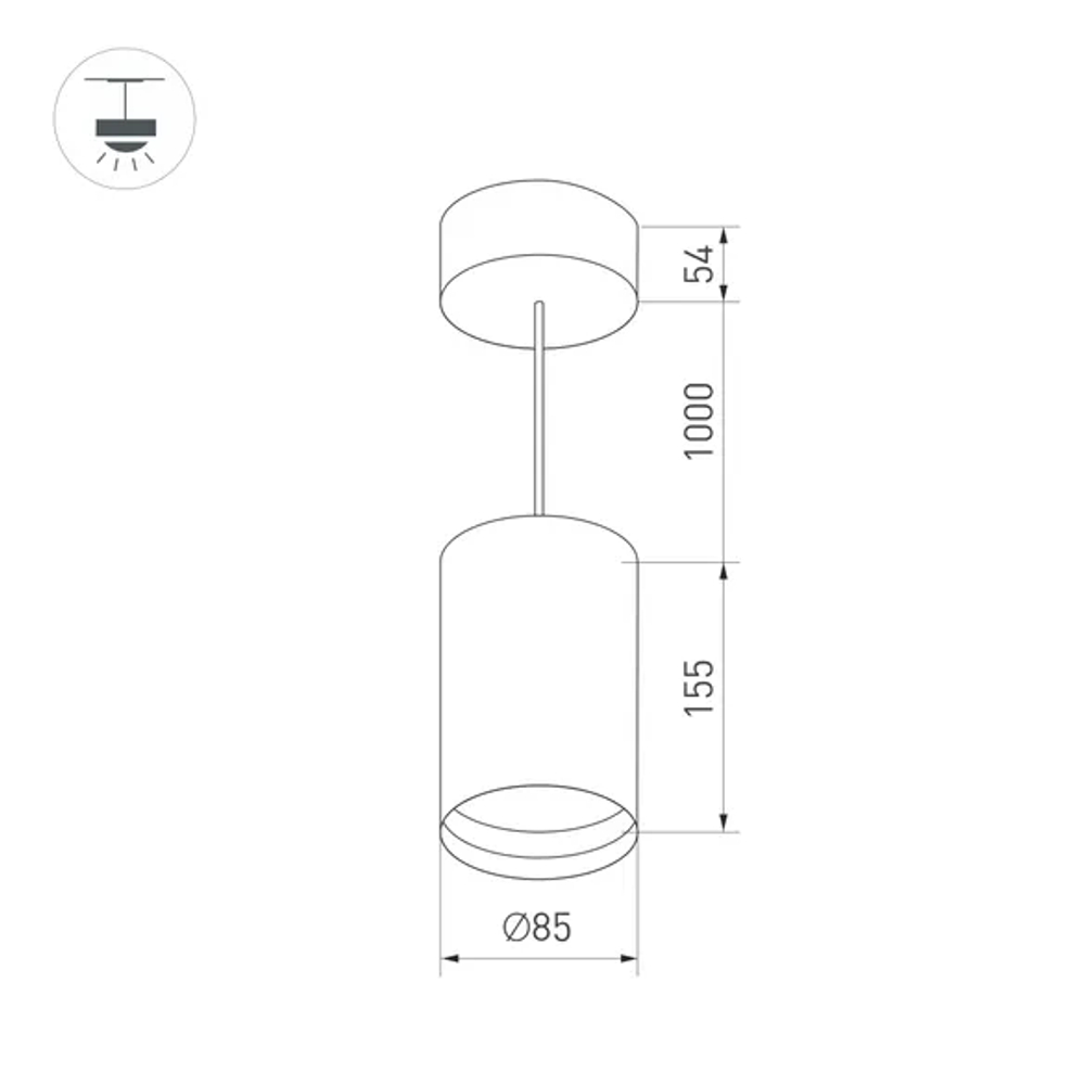 Светильник SP-POLO-HANG-R85-15W White5000 (BK-BK, 40 deg) (Arlight, IP20 Металл, 3 года) 027422