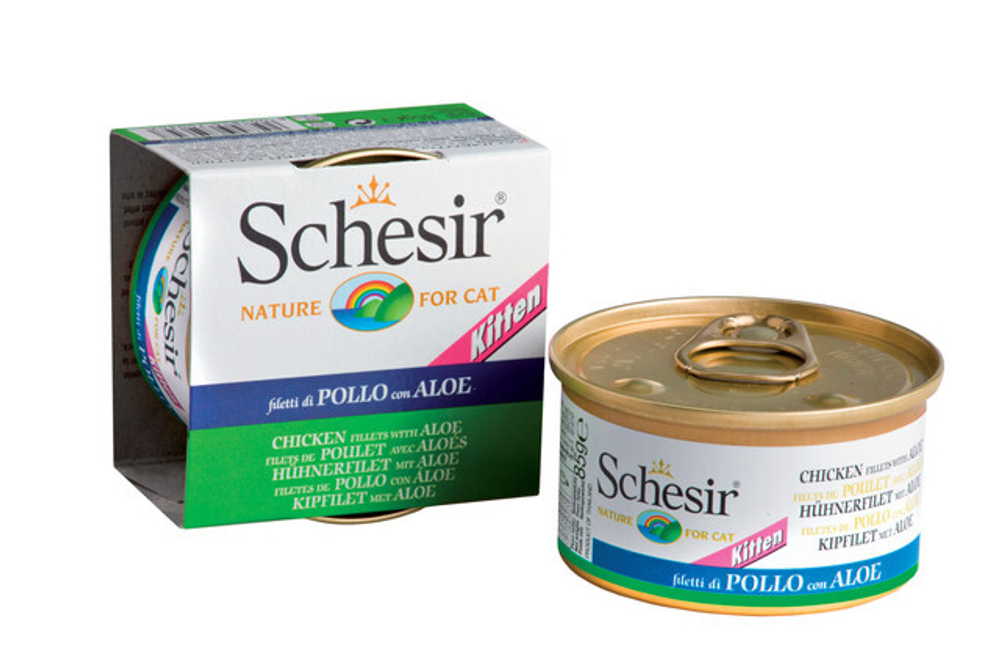 "Schesir" консервы для КОТЯТ ЦЫПЛЁНОК+АЛОЕ 85гр x 1 шт.
