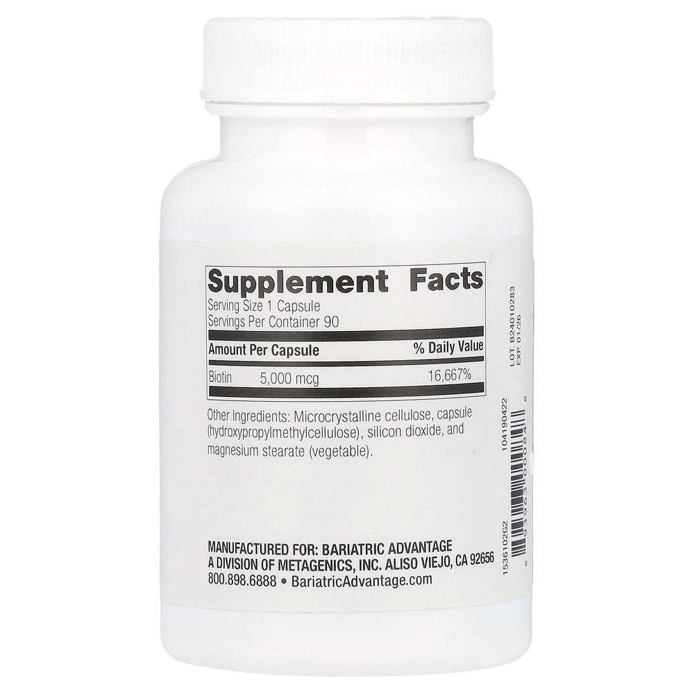 Bariatric Advantage, Биотин, 5000 мкг, 90 капсул