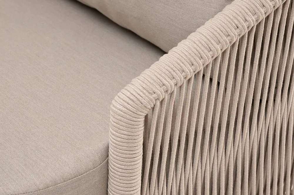 "Верона" лаунж-зона 5-местная плетеная из роупа (веревки), каркас алюминиевый белый, роуп бежевый