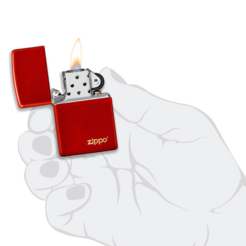 Зажигалка Zippo Classic с логотипом и покрытием Metallic Red